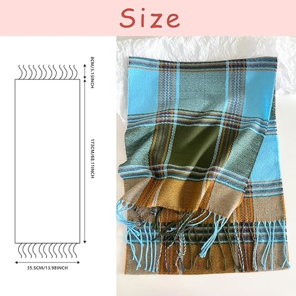 Damhalsduk Klassisk Tofsrutig Supermjuk Klassisk Kashmirkänsla Höst Vinter Halsdukar Tartan Varm Chunky Wrap Sjal