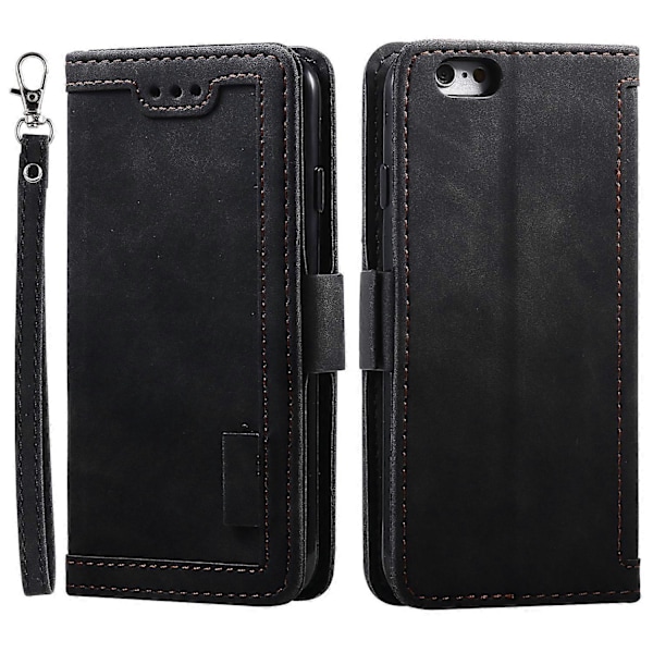 För iPhone 16e Fodral RFID-blockerande Plånboksställ Läder Telefonskal Multicolor Black