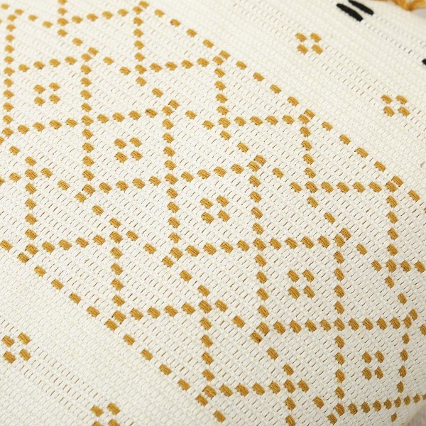 Boho Keltaiset tyynynpäälliset, 12 x 20 tuuman sinapinkeltainen luonnonpuuvilla käsinkudotut tuftatut tupsut koristeellinen ristiselänosa