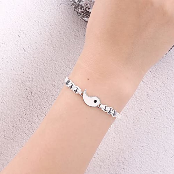 Bestevenn armbånd Par armbånd for 2 matchende Yin Yang Hans og hennes elsker armbånd Smykker for Bff Vennskap Forhold(Yin Yang-Stil 3)