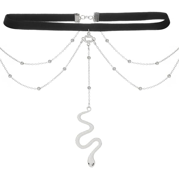 Kerrostettu käärmejalkaketju naisille, säädettävä helmillä koristeltu elastinen reisiketju Muotivartalokorujen lisävaruste