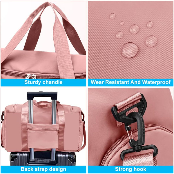 Vikbar resväska med stor kapacitet JIELISI Sports Gym Bag med våtficka och skofack Bärbar hopfällbar reseväska