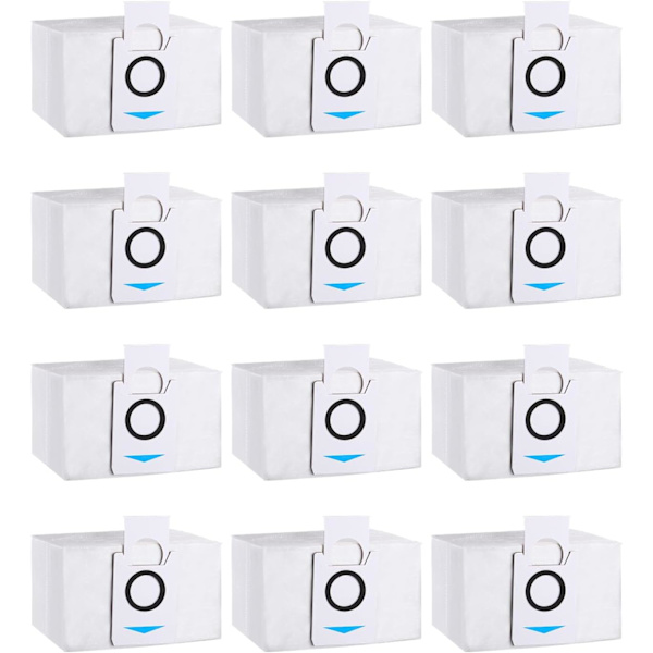 Pakke med 12 støvsugerposer tilbehør kompatibel med Ecovacs Deebot X1 Omni, X1 e Omni, udskiftningsstøvpose til ecovacs deebot støvsuger