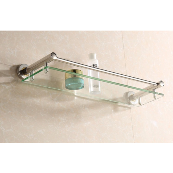 Glashylde til badeværelse - i 1 eller 2, vægmontering, aluminium, hærdet glas, bredde: 50 cm, inkl. monteringsmateriale