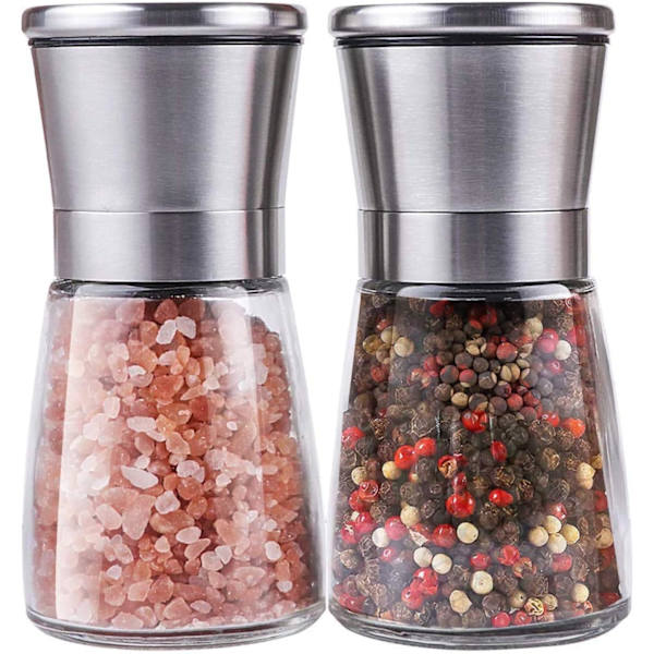 Manuell pepparkvarn och saltkvarn kryddkvarnar justerbar salt- och pepparkvarn keramisk kryddkvarn 8 tum set om 2