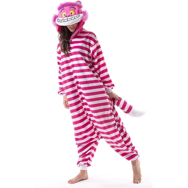 Unisex Vuxen tecknad kostym Halloween Jul Sovkläder Jumpsuit Onesies Plysch Cosplay Pyjamas Cheshire Cat S