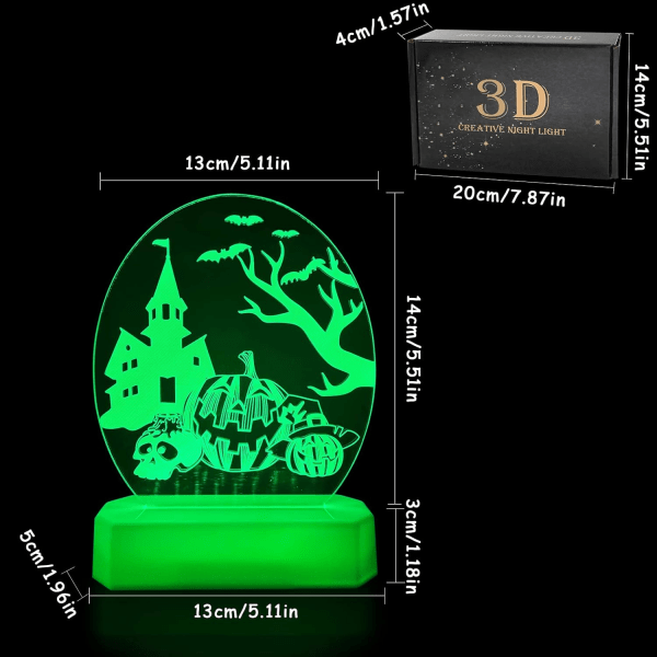 3D Halloween nattlys, Halloween LED-lysdekor, 3D bordlampe, 3D-effekt nattlysdekorasjon Halloween innendørs lysende dekor