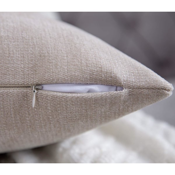 Nøytrale putetrekk 20x20 tommer sett med 2 solide rustikke bondehus dekorative pynteputer trekk firkantet putetrekk for hjem sofa sofa dekorasjon