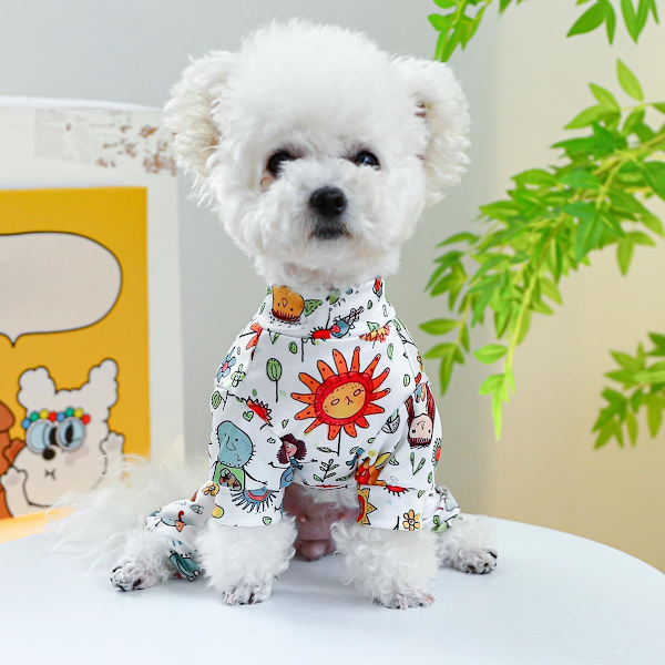 Hundtröjor Outfit för små hundar Jul Valp Pyjamas Hund Overall Blommig Jumpsuit Katt Tröjor Tröjor Lätt Husdjurskläder Sweatshirt M