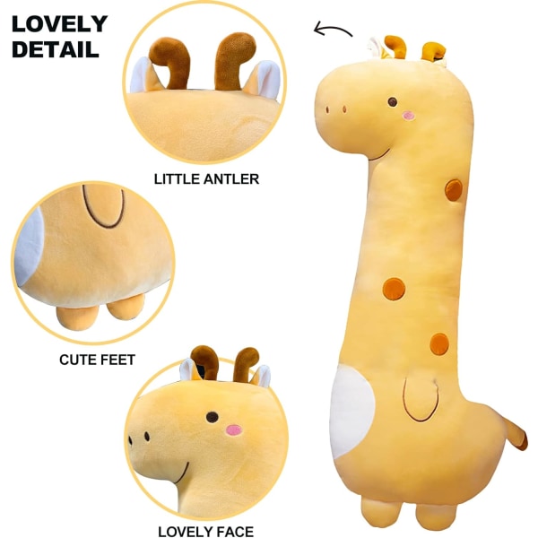 Söt lång giraff plyschkudde Kawaii giraff gosedjur för flickor och pojkar gul 21,6\"