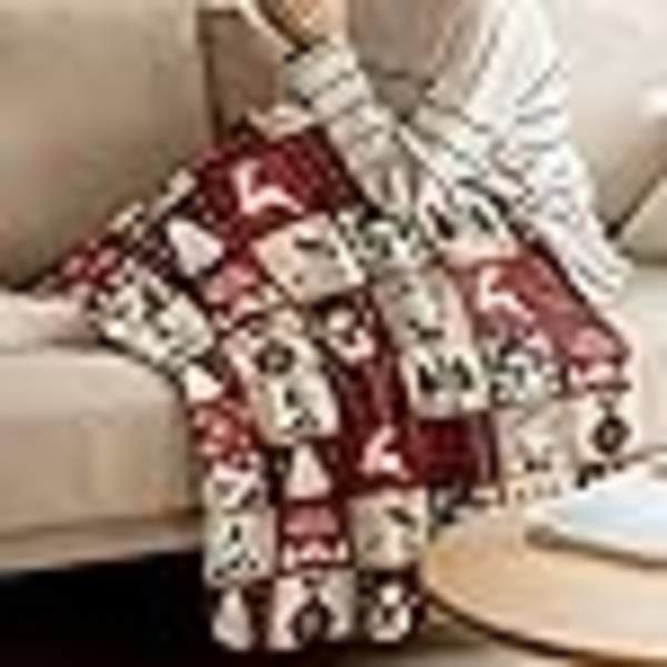 Glædelig jul rød ternet tæppe super blødt flanel uld tæppe tæppe elg julemand ternet tæppe hyggeligt varmt plys tæppe til sofa seng 40x60 tommer