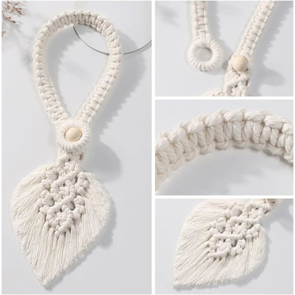 Pakke Bomulds Makrame Boho Gardinbindere Gardinbindere Gardinbindere Beige