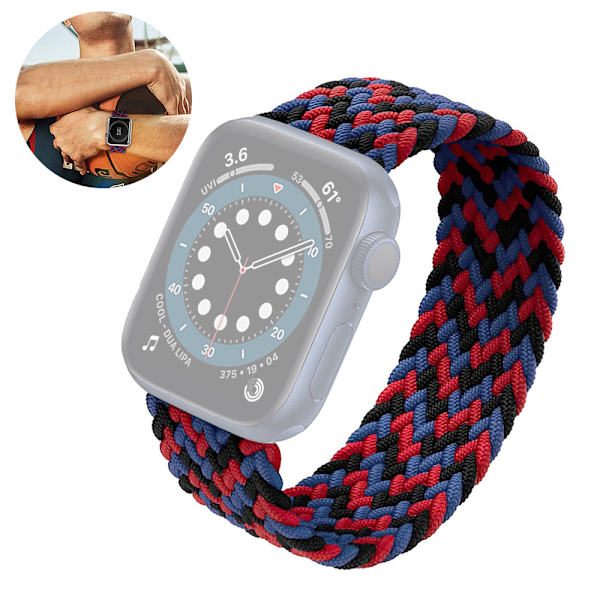 Nylonband kompatibel med Apple Watch-band, stretchig nylonflätad elastisk sportrem kompatibel - [röd camouflage] storlek 38/40 mm S