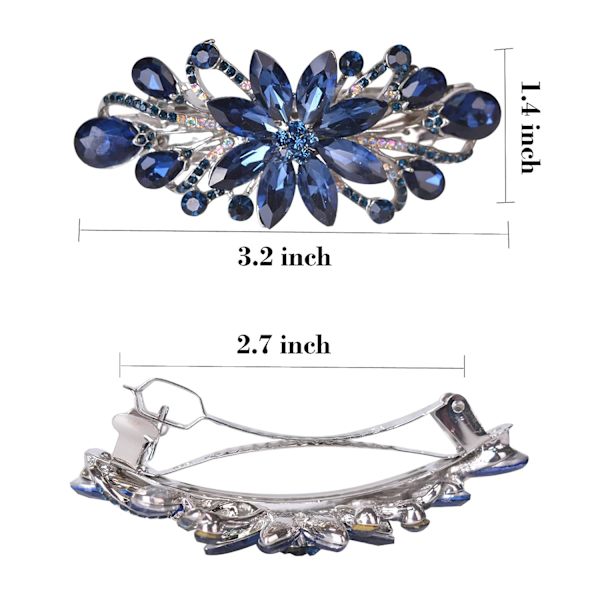 Blommig lyxig smyckesdesign hårnål strass hårklämma klämma, även perfekta morsdagspresenter till mamma (mörkblå)