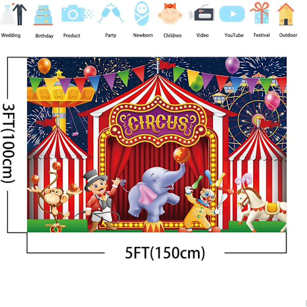 Punainen Karnevaali Sirkus Dekoraatio Tausta Karnevaali Banneri Sirkus Mardi Gras Dekoraatio Lapset Karuselli Telttatilaisuus Dekoraatio Banneri Valokuva Rekvisiitta 5x3 ft.