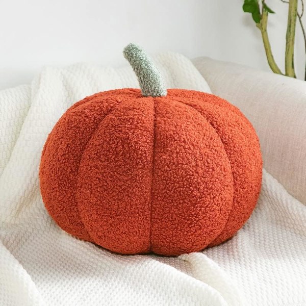 3D Gresskar Pute Klem, Fluffy Gresskar Plysj Dyr Leke, Gresskar Pute Sofa Pute Gresskar for Hjemmeinnredning Halloween (Rød, 20.32 cm)