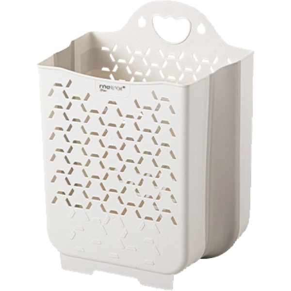 Vikbar tvättkorg i plast Multifunktionell förvaringsbehållare Vattentät Hållbar Lämplig för sovrum och badrum (storlek L, vit)
