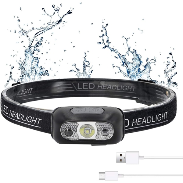 Kraftig oppladbar USB reserve LED med 500 LM, 3 lysmoduser, vanntett IPX1.