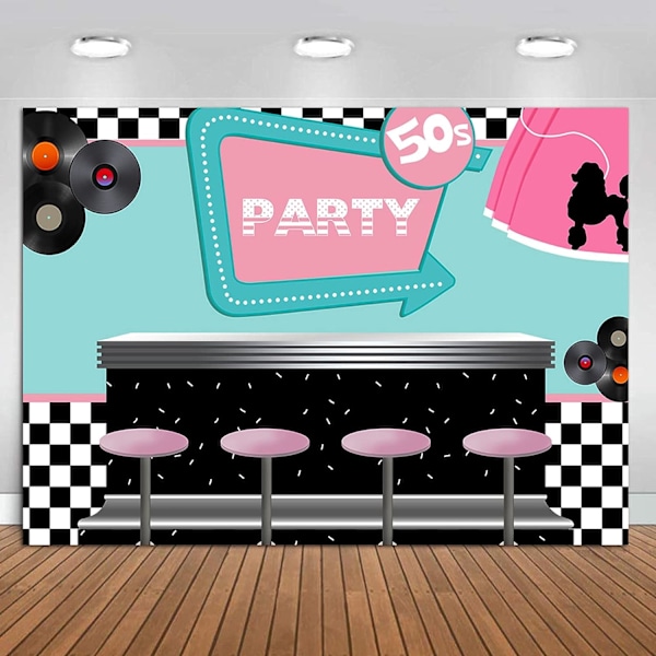 50-luvun Soda Shop -taustakangas vinyyli 7X5FT Takaisin 50-luvulle Rock'n'Roll -juhlat Koristeet 1950-luvun Teemainen Taustakangas Kuvaus Taustakangas