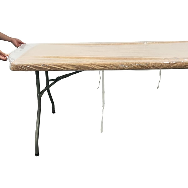 Klar rektangulär vinylduk - Kraftig elastisk bordsduk Elastisk kant plastduksskydd - (4 fot - 24x48 tum rektangel)