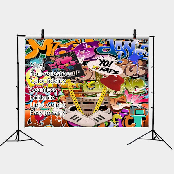 Rakastamme 90-luvun juhlien sisustusta Valokuvaustausta Hip Hop Graffiti -tyyli Kuva Taustat Studio Rekvisiitta Banneri Vinyyli 7x5ft
