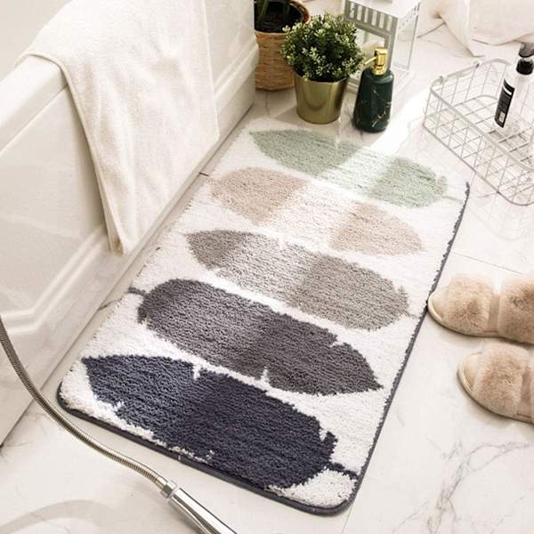 Farverige blade mønster badeværelse tæpper bløde shaggy mikrofiber brusebad tæppe maskine (farverige E, 24\"x35\")