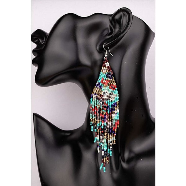 Heyone Lange Perleøreringe \2013 Boho Native Håndlavede Perle Tassel Øreringe til Kvinder og Piger, Bohemian Store Statement