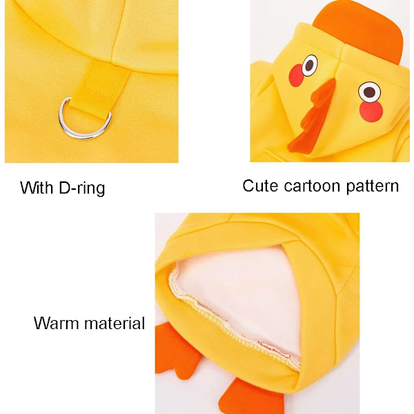 Sarjakuva Kana Koira Hupparit D-Renkaalla Lemmikki Kana Cosplay Keltainen Pentu Hupullinen Takki Koira Lämpimät Vaatteet(S)