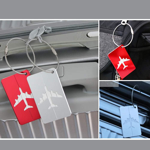 Pakke med 6 bagasjelapper Bagasjelapper med navnelapp Adresselapp Bagasjelapper laget av metall