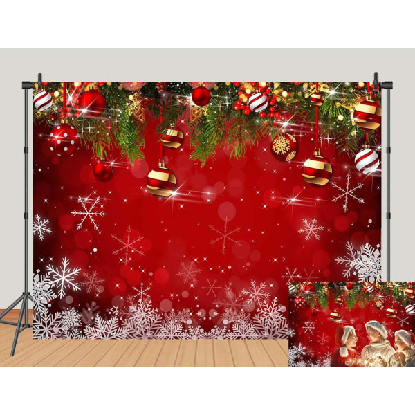 Snöflinga Julfotografi Bakgrund för vinter Nyårsafton Familjefest 5x3ft Födelsedag Glitter Bokeh Sparkle Red Xmas