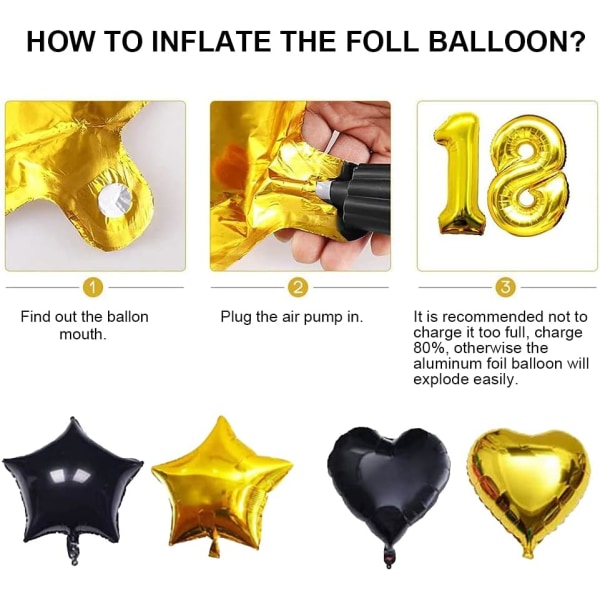 Bursdagspynt Svart Gull Ballonger Svart Ballonger Gull Menn og Kvinner Bursdagspynt Bursdagspynt Fest