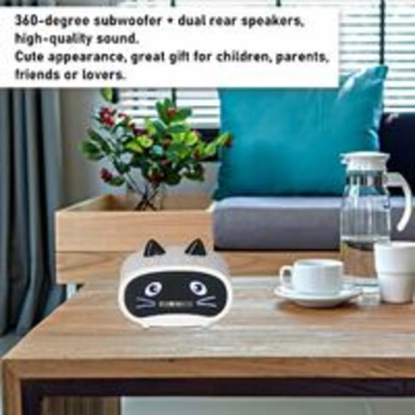 Klocka med tecknad katt, dubbla alarmklockor, Bluetooth-högtalare, handsfree-samtal