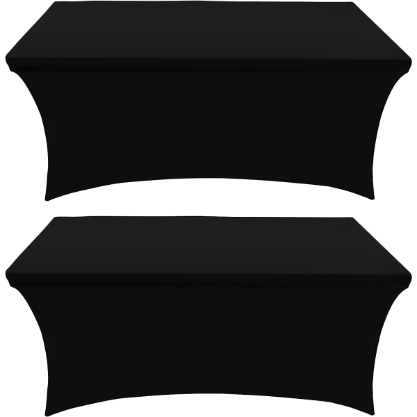 Kitchen Spandex duk 2-pakning [5FT, svart] Tett, montert, vaskbar og rynkebestandig rektangulært bordtrekk