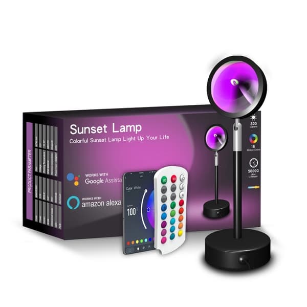 Solnedgang Bakgrunn Fjernkontroll RGB Gulv Ambient Projeksjonslys Bluetooth APP