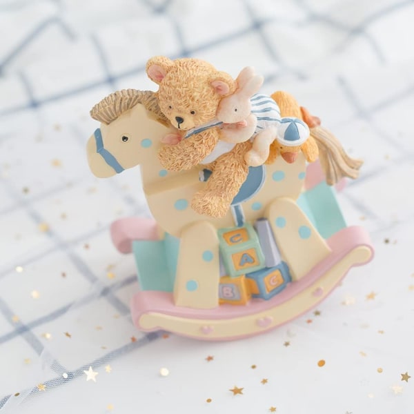 Gift Wrapped Music Box Rocking Horse Musical Bear Rabbit Decorations for Baby Boy Sister Girls Kids Grandson Granddaughter