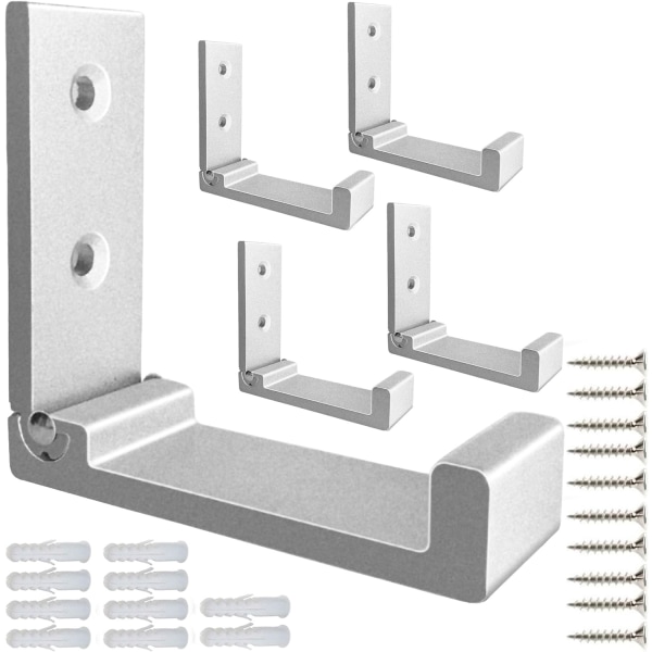 Fällbara klädkrokar, 5 st väggkrokar för att hänga kappa handdukskrok hårdvara tunga aluminiumlegering hörlurar hållare krokar (silvrig)