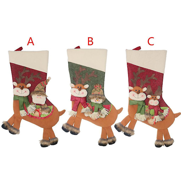 Juleelg Snømann Julenissen Strømper Sokk Dekorasjon Godteri Gavepose Juletre Hengende Vedheng Ornament C