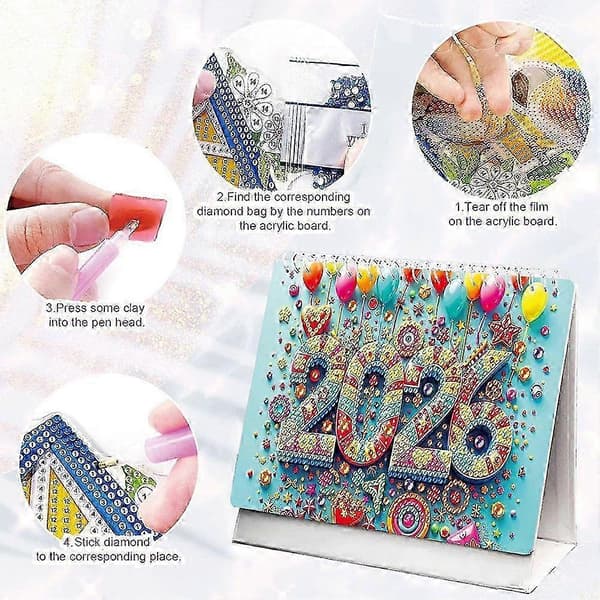 DIY 5D Diamantmaleri Skrivebordskalender 2026 Kalender Liten Skrivebordskalender A