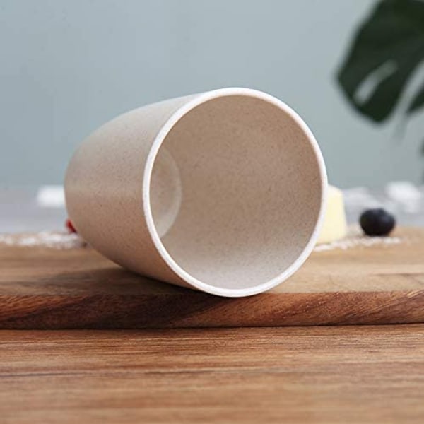 Ekologisk återanvändbar mugg för vuxna (12oz), vetehalm biologiskt nedbrytbar hälsomugg set om 5 - Flerfärgad, tvättbar - Grön