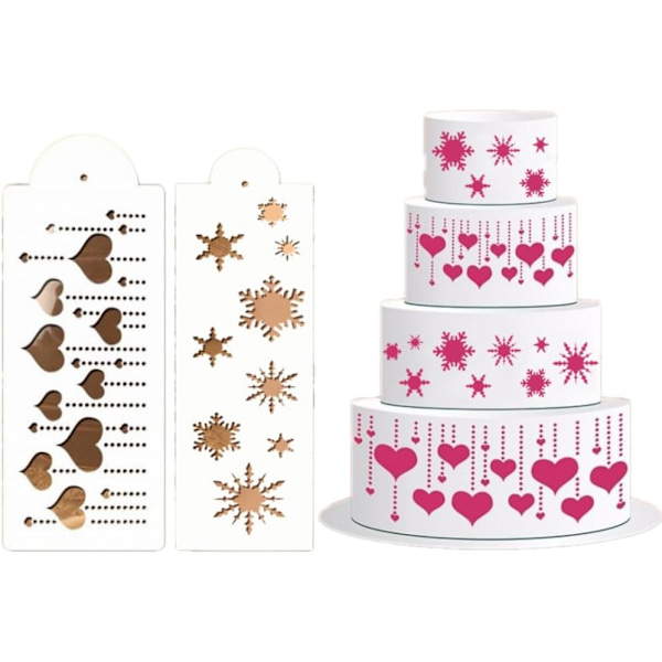 Lumikide sydänkakun koristelu stencilit mallit 4 kpl Kukka hääkakku muotit Cookie Fondant Jälkiruoka koristelu tarvikkeet