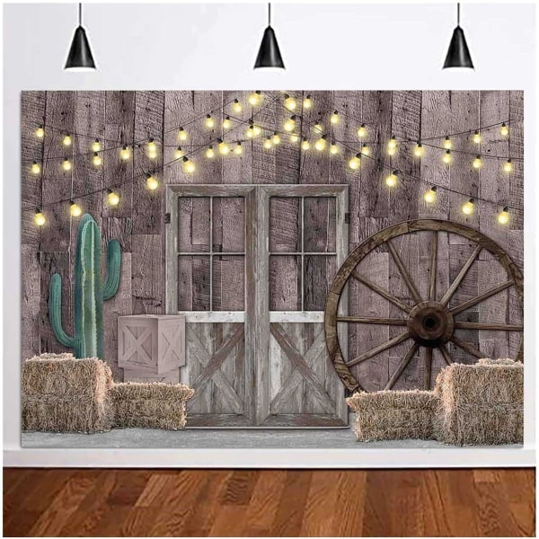 Vilda västern trä hus ladugårdsdörr vintage västerländsk cowboy blixt porträtt fotografi bakgrunder barn födelsedag 7x5ft vinyl