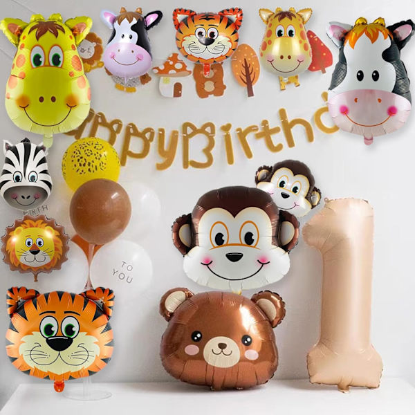 Jungle Safari Dyreballoner 36stk 10in Folie Helium Bedårende Mini Dyre Ko Tiger Løve Abe Zebra Giraf Formet Balloner til Dyreliv