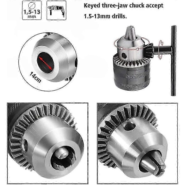 1,5-13 mm borepatron 1/2-20 Unf med SDS Plus adapter og spændepatronnøgle borepatron til boring af elektrisk boremaskinekonvertering