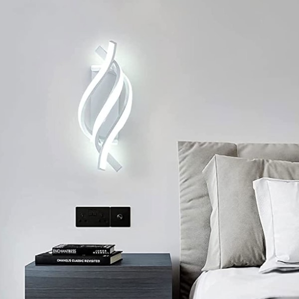 Spiral Modern LED Vägglampa Belysning, 12W Plug in Vägglampa Armaturer, Kallt Vitt 6000K Kreativ Led Vägglampa för Vardagsrum