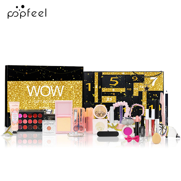Julemakeup-Gavekalender 2024, Sminke-Adventskalender, 24 Individuelt Innpakkede Makeup- og Kosmetikkprodukter for Kvinner og Jenter Black