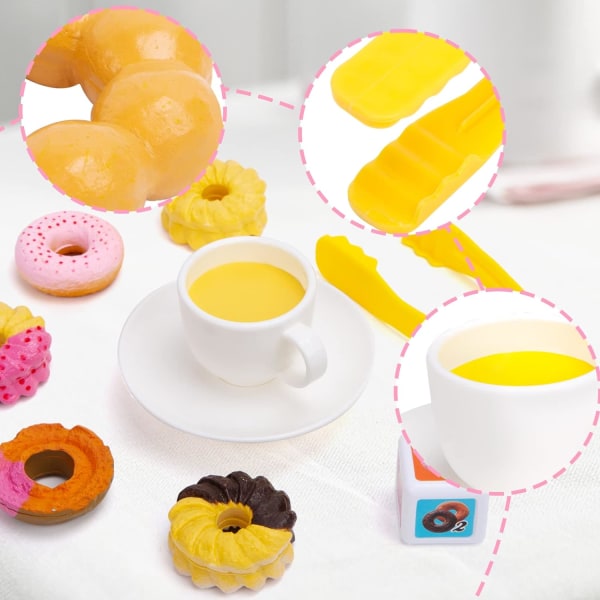 Låtsaslek Set, Munkar Staplingsleksak Låtsasdesserter Donut Game Play Kök Set Pedagogisk present till flickor Pojkar Barn Födelsedag