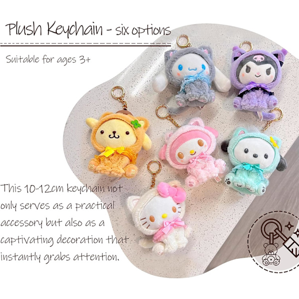 Kawaii-pehmolelu avaimenperä, piirretty anime-pehmolelu avaimenperä riipus avaimenperä tarvikkeet riipus lelu tyttöjen lahja