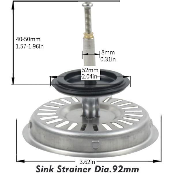 Qs229c002*2-U 92mm gammel vaskavløpsplugg 2-pakning, 9,2 cm