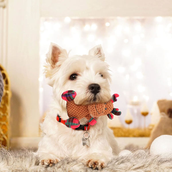 Julehunde legetøj hund udstoppet squeaky legetøj hvalp holdbar plys legetøj rensdyr hundelegetøj til mellemstore små hunde