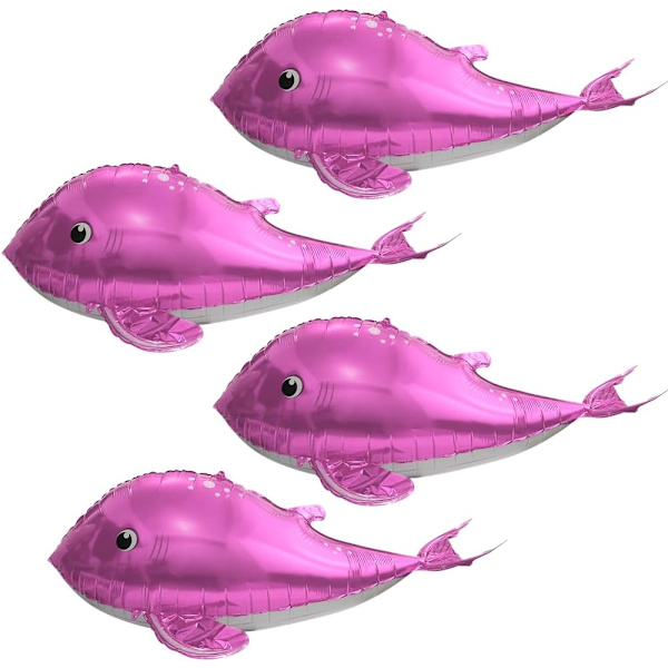 Pink Sea World Whale Balloner Zoo Under The Sea Festartikler Fødselsdagspynt, 4 Pakke Store 37'' Ocean Animal Whale Mylar Folie
